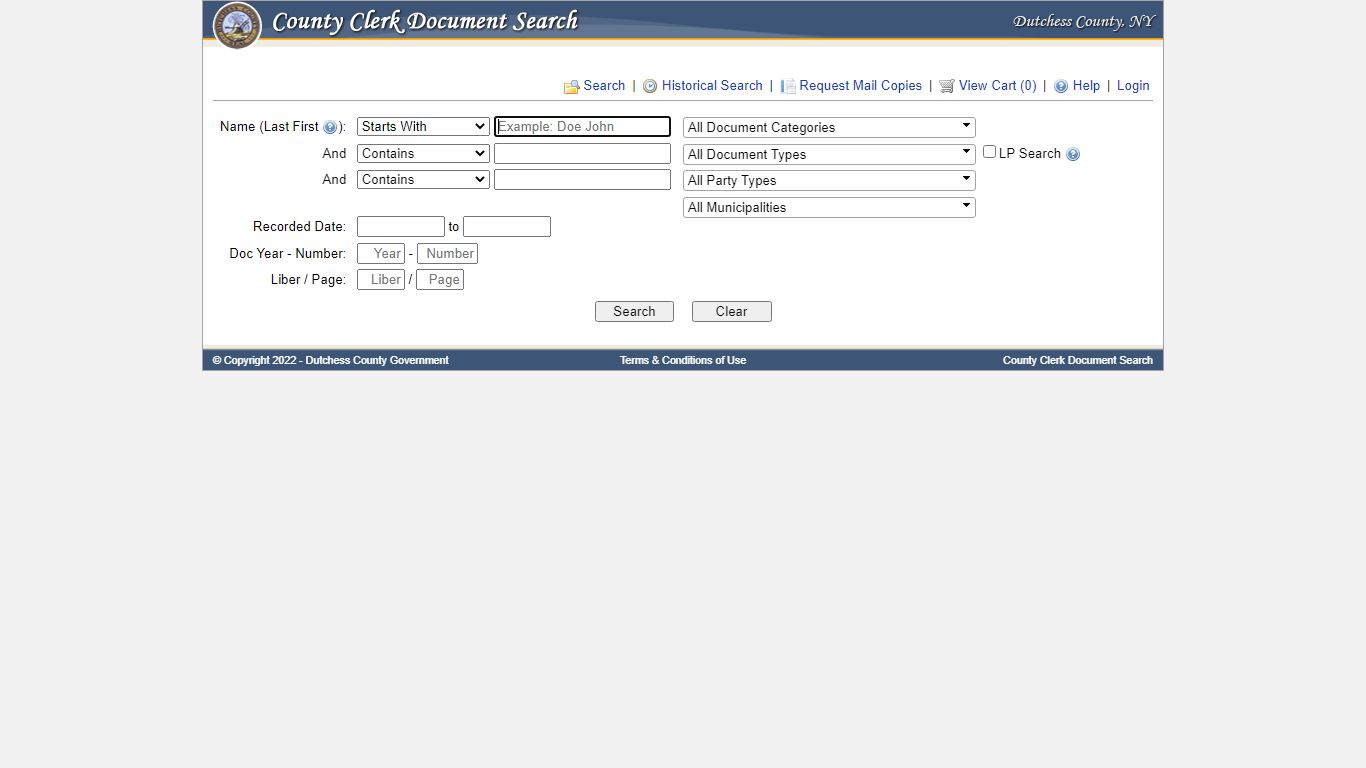 Dutchess County Clerk Document Search